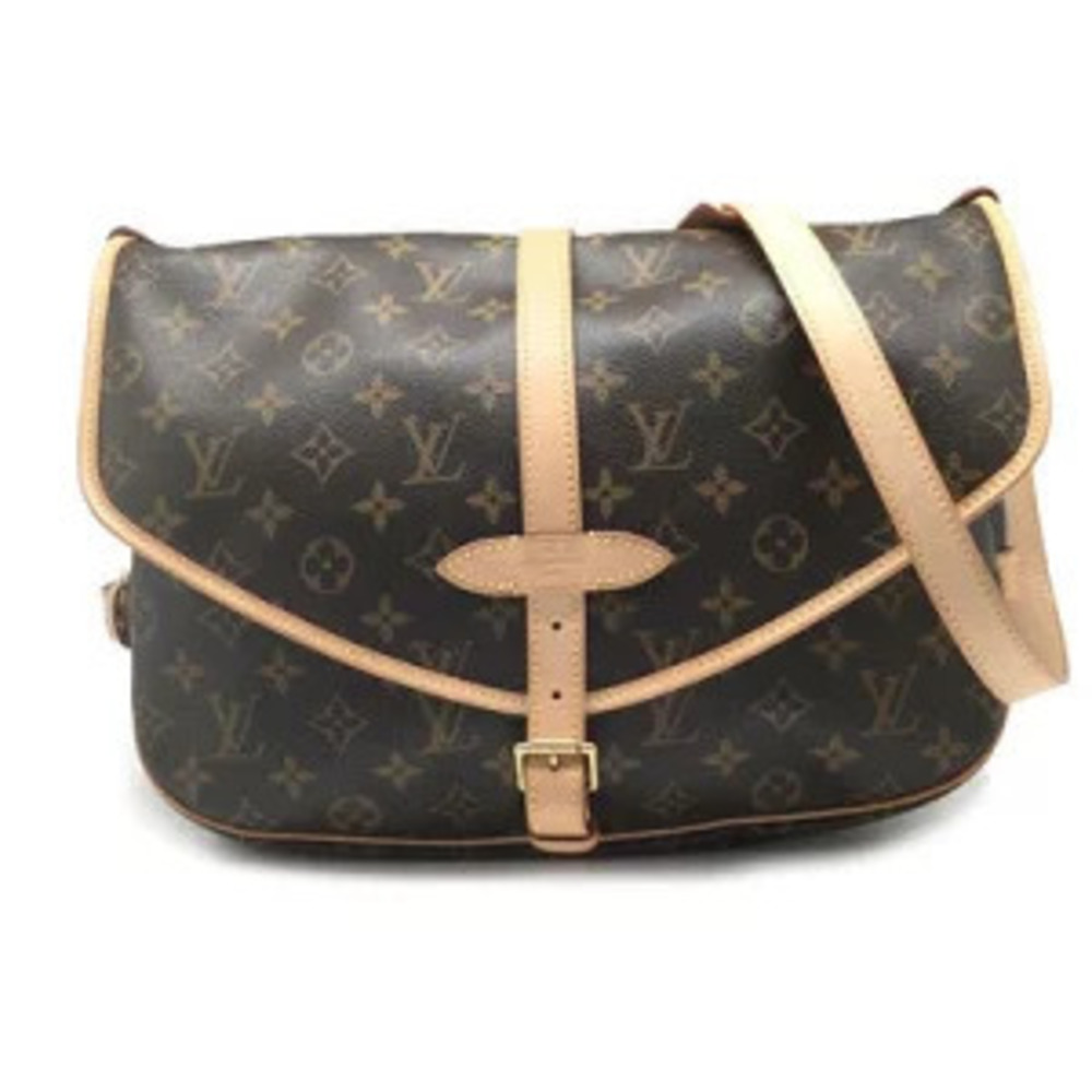 LOUIS VUITTON Saumur Shoulder Bag Monogram Canvas Brown
